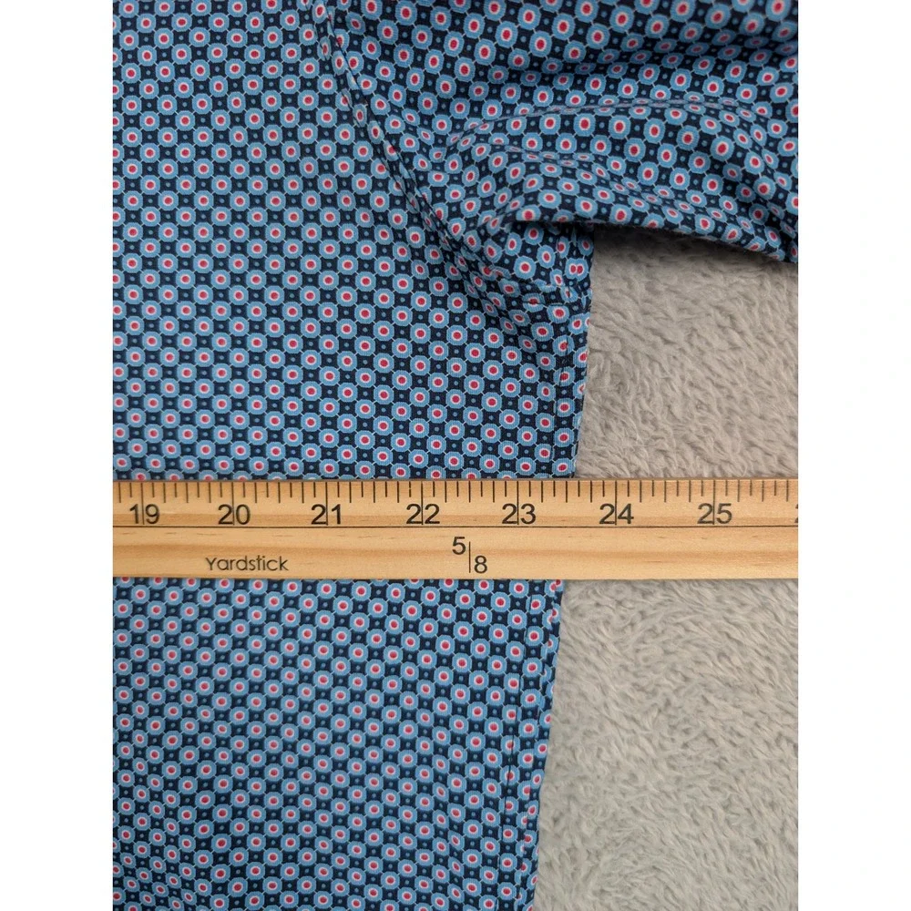 Buttercloth Icy Cotton Mens XL Regular Fit Blue Geometric Short Sleeve Shirt - Picture 5 of 8